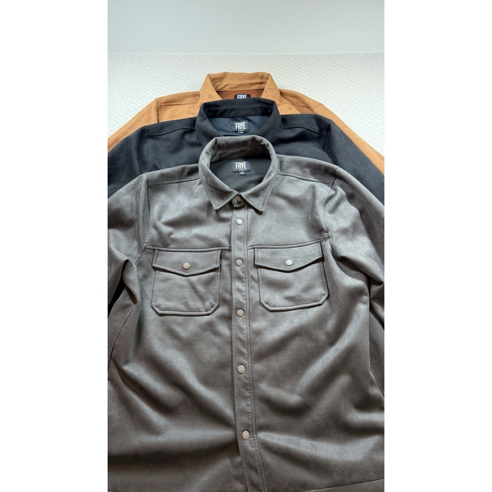 Frye Faux Micro Suede Shirt Jacket Men's Size XL Snap Front Western Set Of 3